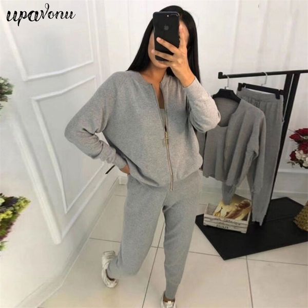 fashion women's knitted sweater set casual zip long sleeve jacket & camisole elastic pants 3-piece 210524, White
fashion women's knitted sweater set casual zip long sleeve jacket & camisole elastic pants 3-piece 210524, White