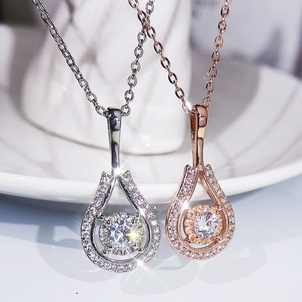 female cute water drop pendant necklace white zircon round stone charm rose gold silver color chain necklaces for women
female cute water drop pendant necklace white zircon round stone charm rose gold silver color chain necklaces for women