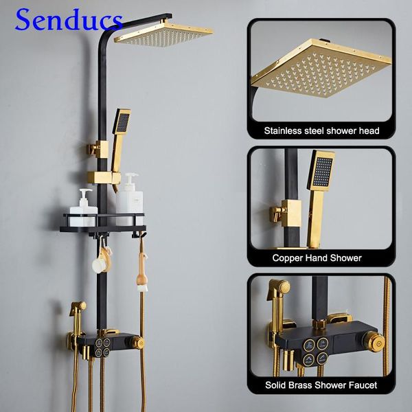 bathroom shower system senducs press handle mixer set of 8 inch rainfall head black digital sets
bathroom shower system senducs press handle mixer set of 8 inch rainfall head black digital sets