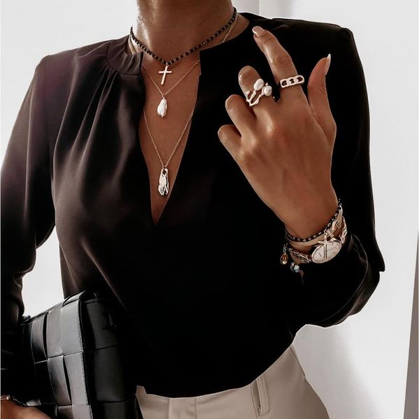 women's blouses & shirts female solid v-neck pink black casual blouse long sleeve women blusa mujer offfice lady spring autumn 2021 fas, White
women's blouses & shirts female solid v-neck pink black casual blouse long sleeve women blusa mujer offfice lady spring autumn 2021 fas, White