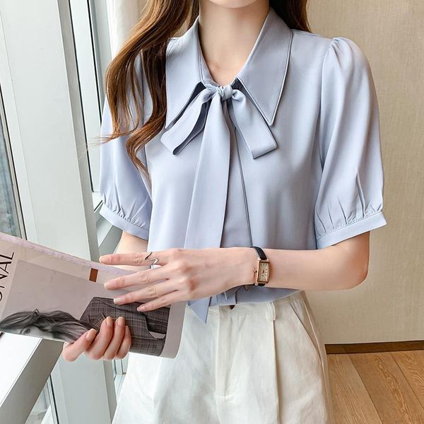 women's blouses & shirts women chiffon short sleeve summer bow lapel office lady elegant 2021, White
women's blouses & shirts women chiffon short sleeve summer bow lapel office lady elegant 2021, White