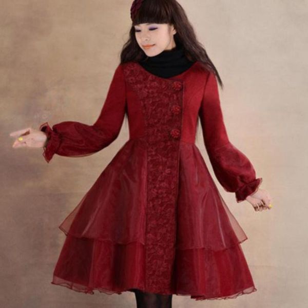 women's wool & blends plus size 3xl2021 winter retro woolen coat organza lace stitching slim lantern sleeve, Black
women's wool & blends plus size 3xl2021 winter retro woolen coat organza lace stitching slim lantern sleeve, Black