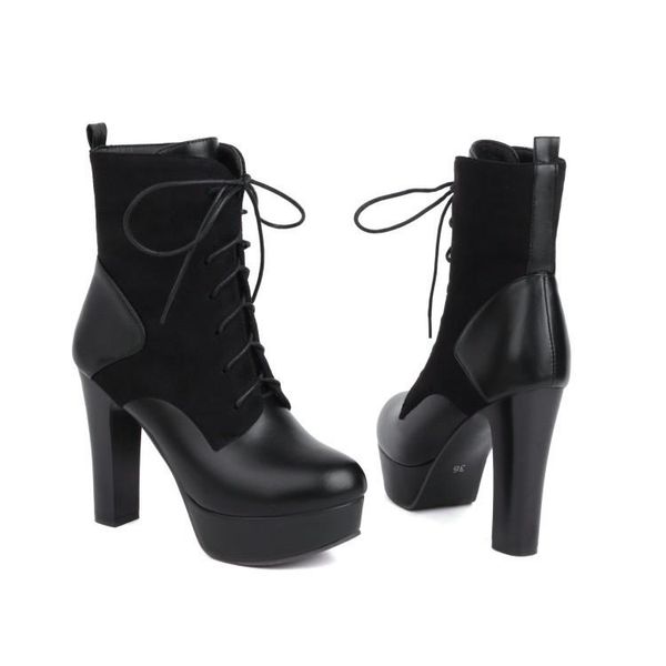 boots arrivals winter round head women shoes belt with high thick heel splice large size 43 fashion ankle platform, Black 
boots arrivals winter round head women shoes belt with high thick heel splice large size 43 fashion ankle platform, Black