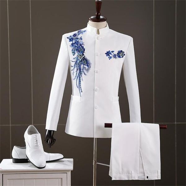men's suits & blazers chinese tunic suit diamond-studded three-dimensional flower white cantata performance costume host embroidery sta, White;black
men's suits & blazers chinese tunic suit diamond-studded three-dimensional flower white cantata performance costume host embroidery sta, White;black