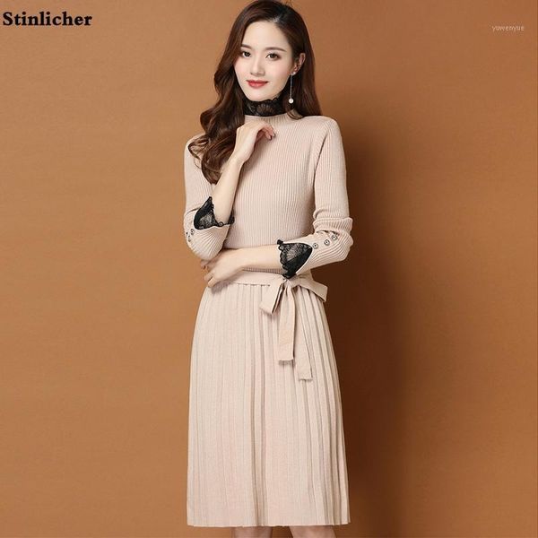 casual dresses autumn winter knitted dress women long sleeves warm lace turtleneck sweater ladies elegant work bandage midi, Black;gray
casual dresses autumn winter knitted dress women long sleeves warm lace turtleneck sweater ladies elegant work bandage midi, Black;gray