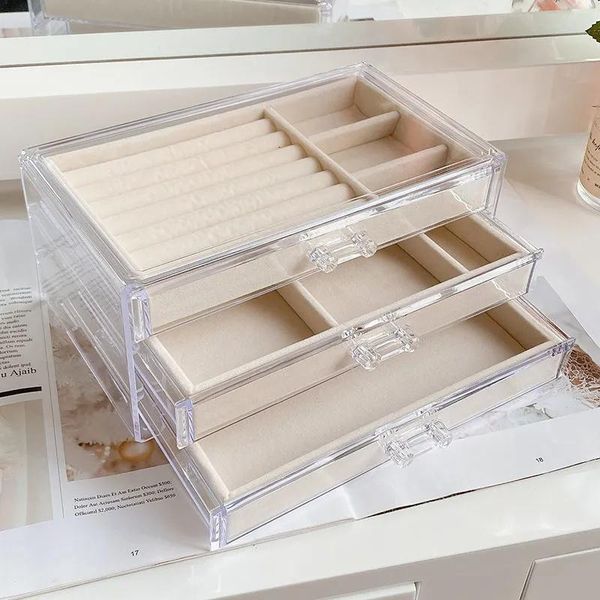 jewelry pouches, bags three-layer beige acrylic organizers velvet jewellery storage box earring ring necklace large space case holder women, Pink;blue
jewelry pouches, bags three-layer beige acrylic organizers velvet jewellery storage box earring ring necklace large space case holder women, Pink;blue