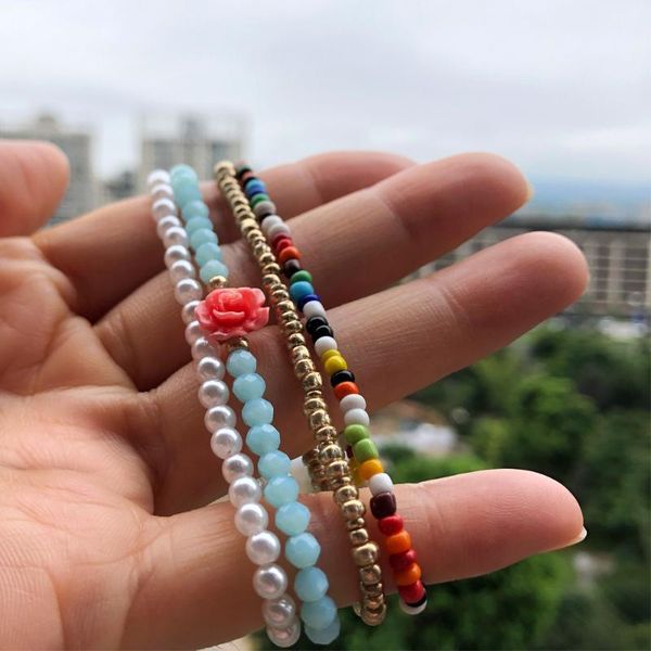 link, chain tauam 4pcs/set simple fashion multicolor boho handmade flower elastic seeds beaded bracelets for women jewelry, Black
link, chain tauam 4pcs/set simple fashion multicolor boho handmade flower elastic seeds beaded bracelets for women jewelry, Black