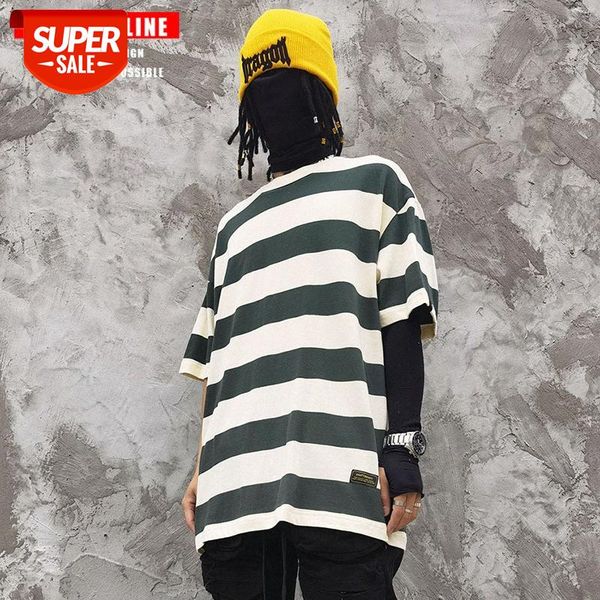 streetwear men american tide brand street striped short-sleeved t-shirt male high ins loose couple casual cotton round neck #od58, White;black
streetwear men american tide brand street striped short-sleeved t-shirt male high ins loose couple casual cotton round neck #od58, White;black