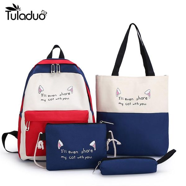 backpack 4pcs/set letter printing canvas pencil case for teenage girls student composite rucksack women totes purse mochilas
backpack 4pcs/set letter printing canvas pencil case for teenage girls student composite rucksack women totes purse mochilas