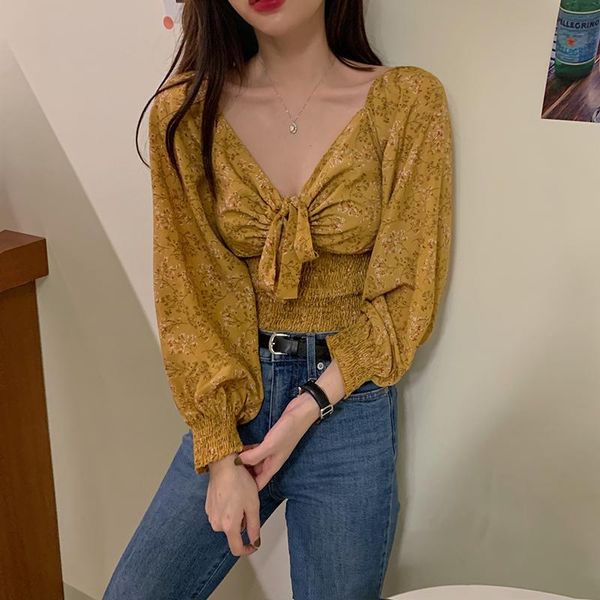 women's blouses & shirts blouse women retro v neck long sleeve floral slim waist de muje r femme autumn vintage, White
women's blouses & shirts blouse women retro v neck long sleeve floral slim waist de muje r femme autumn vintage, White