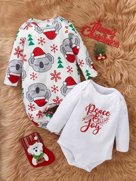 baby 2pcs christmas & koala print bodysuit she, White
baby 2pcs christmas & koala print bodysuit she, White