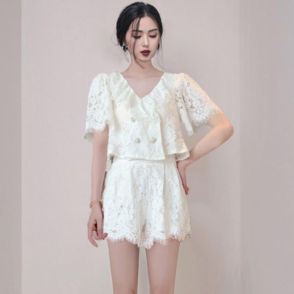 women's tracksuits 2021 fashion summer lace hollow out two piece suit temperament sweet casual shorts female clothing, Gray
women's tracksuits 2021 fashion summer lace hollow out two piece suit temperament sweet casual shorts female clothing, Gray