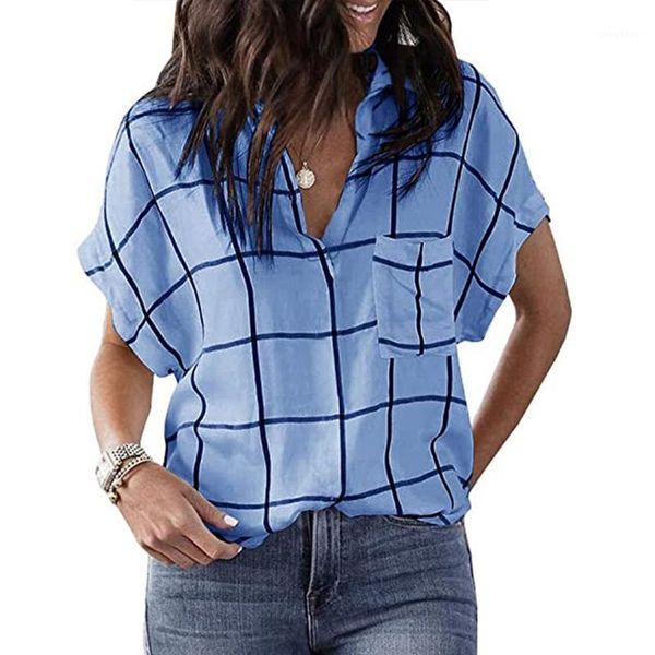 women's blouses & shirts printed plaid button short sleeve casual v-nect loose women causal shirt 2021 summer elegant female office, White
women's blouses & shirts printed plaid button short sleeve casual v-nect loose women causal shirt 2021 summer elegant female office, White