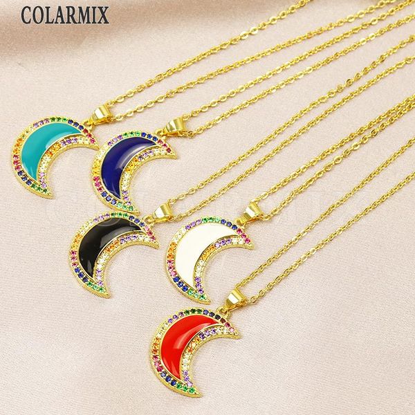 pendant necklaces 6 pcs colorful zircon enamel crescent necklace jewelry accessories gift 51818, Silver
pendant necklaces 6 pcs colorful zircon enamel crescent necklace jewelry accessories gift 51818, Silver