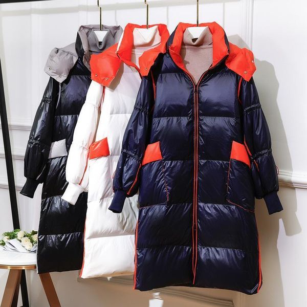 women's down & parkas women hooded duck puffer coat 2021 winter warm patchwork bright jacket female long korean outwear, Black
women's down & parkas women hooded duck puffer coat 2021 winter warm patchwork bright jacket female long korean outwear, Black
