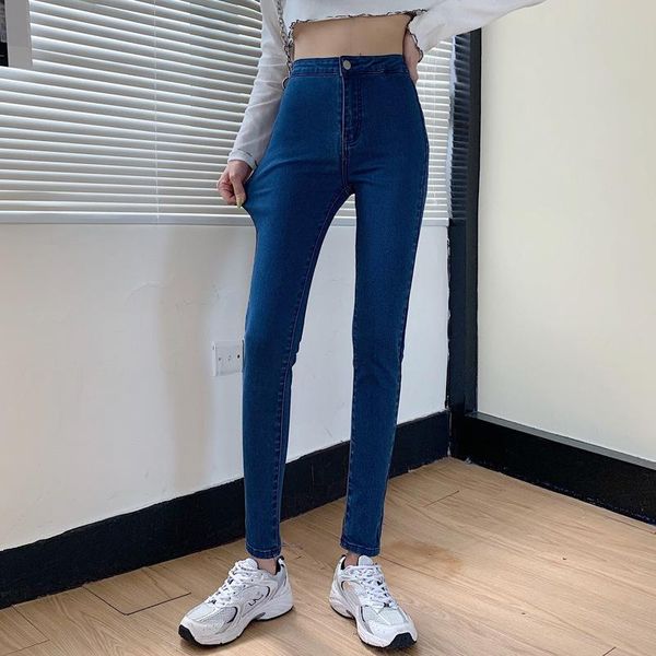 jeans for women skinny high waist 2021 slim denim pencil pants stretch female trousers plus size spring autumn women's, Blue
