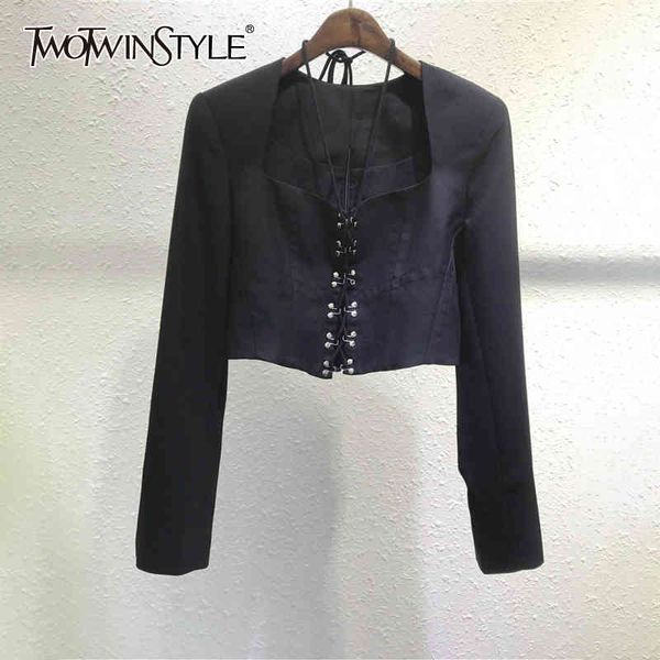 black casual coat for women square collar long sleeve lace up patchwork slim coats female spring fashion 210524, White
black casual coat for women square collar long sleeve lace up patchwork slim coats female spring fashion 210524, White