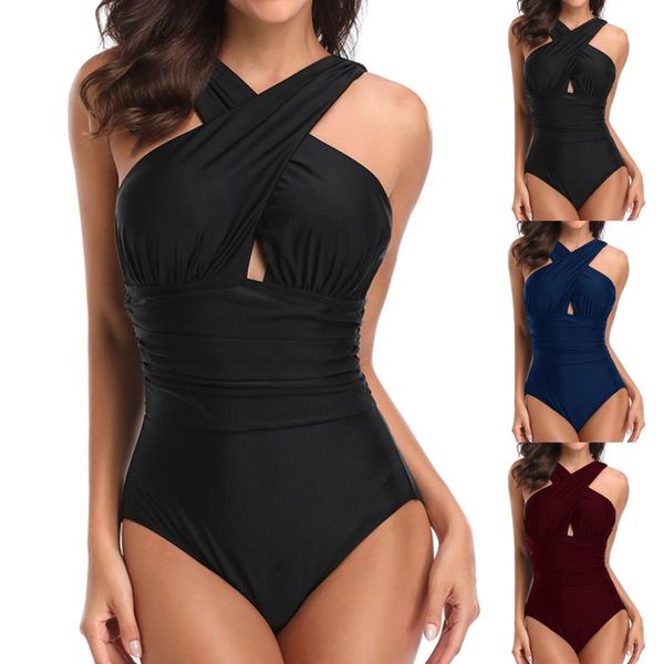women's swimwear one piece swimsuit halter women push up for the pool body beach sports bathing suit 2021 swim wear, White;black
women's swimwear one piece swimsuit halter women push up for the pool body beach sports bathing suit 2021 swim wear, White;black