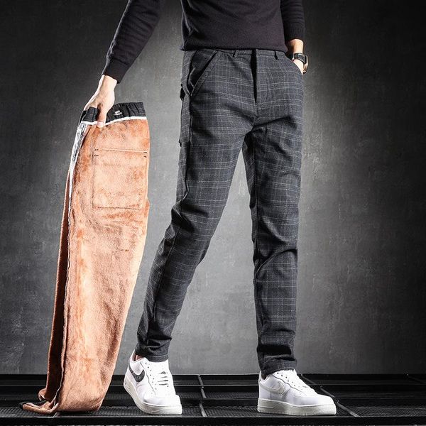 men's pants brand winter fleece warm fluff thick men straight elastic plaid stripe cotton black trousers male 38
men's pants brand winter fleece warm fluff thick men straight elastic plaid stripe cotton black trousers male 38