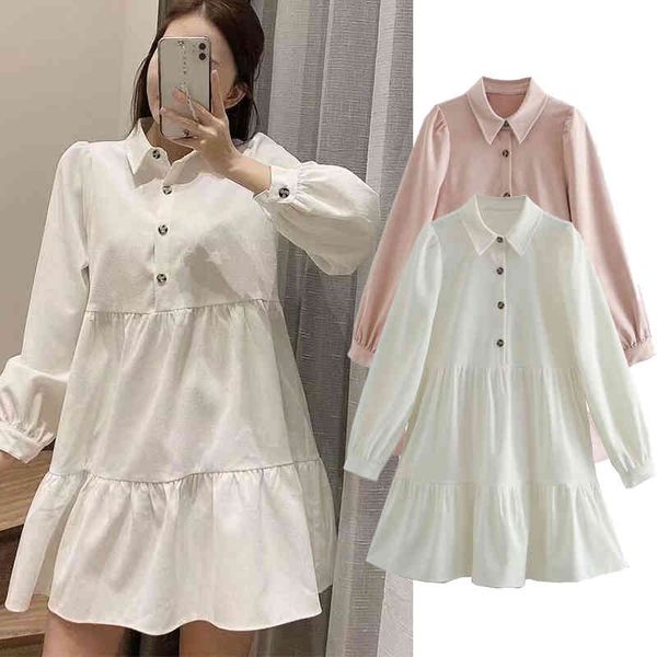 rompers velvet long ladies loose collar spring dress, Black;white