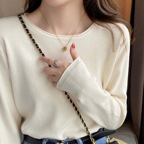 women's sweaters autumn knitted sweater solid long sleeve pullover versatile cotton clothing female 2021 basic ol for women, White;black
women's sweaters autumn knitted sweater solid long sleeve pullover versatile cotton clothing female 2021 basic ol for women, White;black