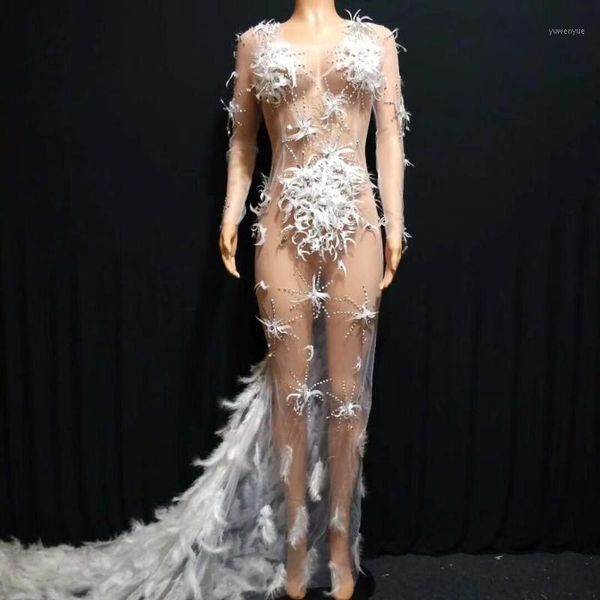 casual dresses luxury elegant rhinestone evening ball maxi long white dress mesh feather birthday celebrity dance performance costume, Black;gray
casual dresses luxury elegant rhinestone evening ball maxi long white dress mesh feather birthday celebrity dance performance costume, Black;gray