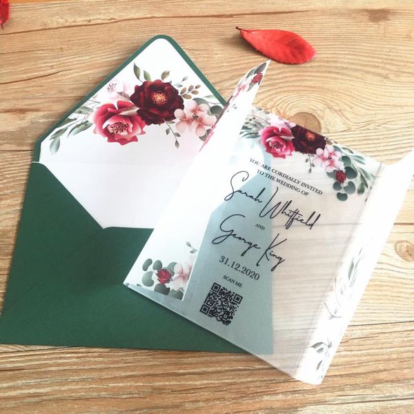 greeting cards elegant vintage wedding invitation card customized 10pcs sell acrylic with vellum wrapper flower envelop
greeting cards elegant vintage wedding invitation card customized 10pcs sell acrylic with vellum wrapper flower envelop