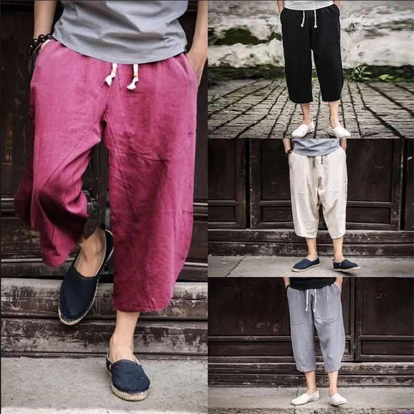calf-length men pants cotton linen joggers solid thin sweatpants male trousers mens sportswear men's, Black
calf-length men pants cotton linen joggers solid thin sweatpants male trousers mens sportswear men's, Black
