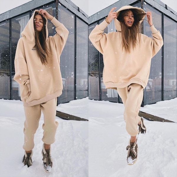 tracksuits autumn winter thick womens pants fleece warm solid suit 2 pieces sets female casual long sleeve hooded sweatshirt outfit, White
tracksuits autumn winter thick womens pants fleece warm solid suit 2 pieces sets female casual long sleeve hooded sweatshirt outfit, White