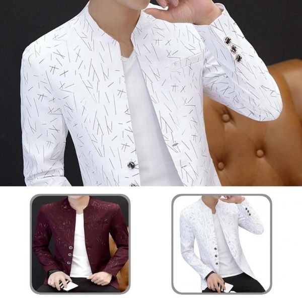men's suits & blazers cool men vintage print fake pockets blazer for office, White;black
men's suits & blazers cool men vintage print fake pockets blazer for office, White;black