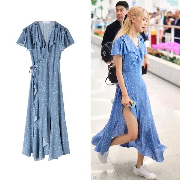 casual dresses kpop rose same blue wave point v-neck irregular ruffle dress summer 2021 korean streetwear women clothes, Black;gray
casual dresses kpop rose same blue wave point v-neck irregular ruffle dress summer 2021 korean streetwear women clothes, Black;gray