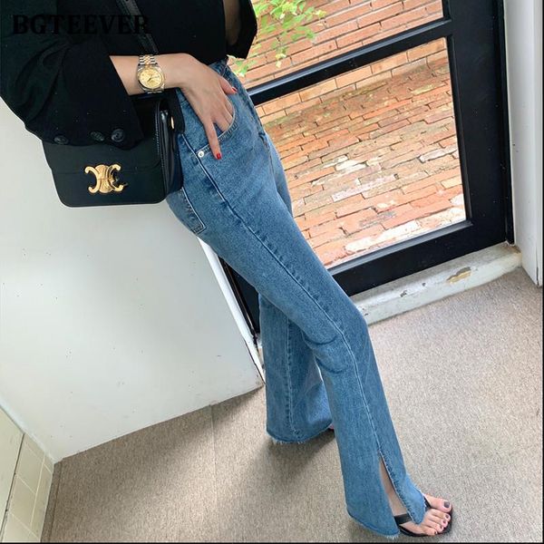 fashion double button flare pants women jean high waist stretched side split female denim blue trouser spring
fashion double button flare pants women jean high waist stretched side split female denim blue trouser spring
