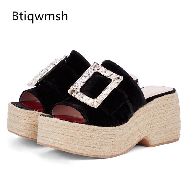 dress shoes 2021 luxury velvet platform wedges sandals women open toe rhinestone diamond high heels woman fashion mules slippers, Black
dress shoes 2021 luxury velvet platform wedges sandals women open toe rhinestone diamond high heels woman fashion mules slippers, Black