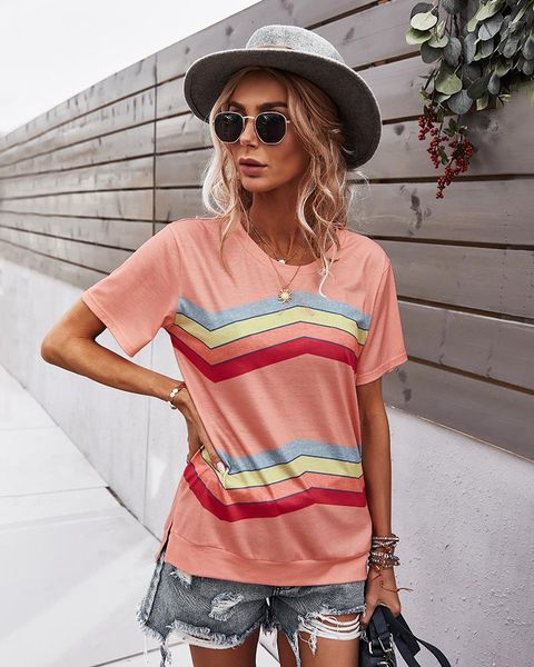 women's t-shirt simple versatile stripe print women t shirt summer slub cotton white short sleeved split hem fashion street hipster lad
women's t-shirt simple versatile stripe print women t shirt summer slub cotton white short sleeved split hem fashion street hipster lad