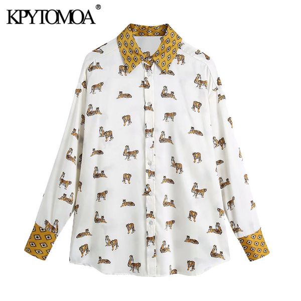 women fashion animal print loose patchwork blouses vintage long sleeve button-up female shirts chic 210416, White
women fashion animal print loose patchwork blouses vintage long sleeve button-up female shirts chic 210416, White