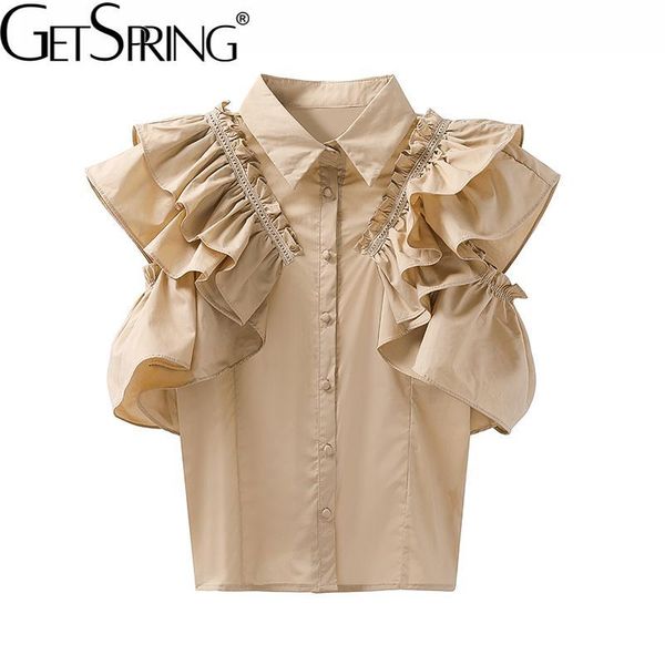 women's blouses & shirts getspring women blouse shirt ruffles patchwork cotton summer short sleeve casual black white 
women's blouses & shirts getspring women blouse shirt ruffles patchwork cotton summer short sleeve casual black white