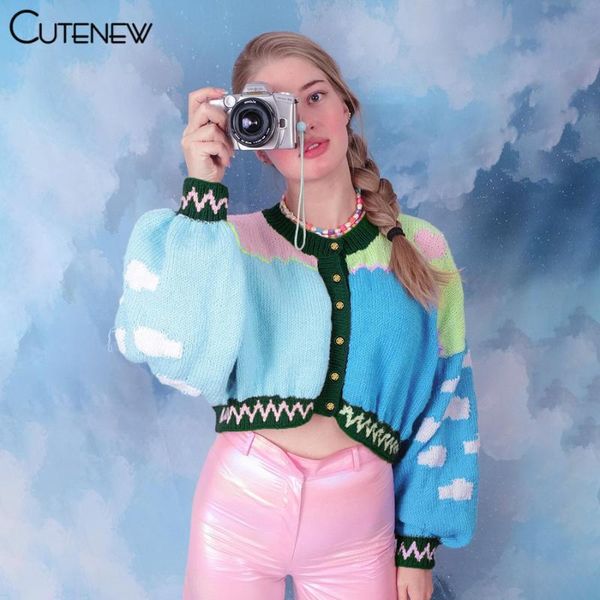 women's knits & tees cute fashion patchwork knitted sweater women lantern sleeve button shirts autumn casual crop loose sweet style str, White
women's knits & tees cute fashion patchwork knitted sweater women lantern sleeve button shirts autumn casual crop loose sweet style str, White