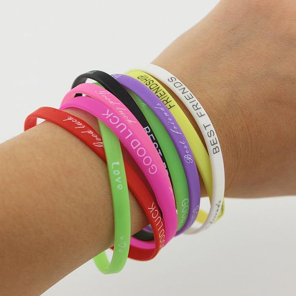 charm bracelets 5mm lots 10pcs mix colors letters print silicone bracelet wristband elastic rubber friendship men women jewelry, Golden;silver
charm bracelets 5mm lots 10pcs mix colors letters print silicone bracelet wristband elastic rubber friendship men women jewelry, Golden;silver