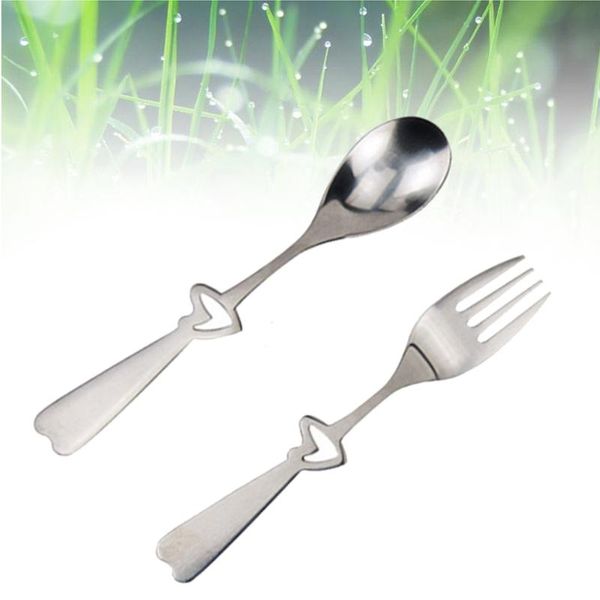 forks 2 piece creative stainless steel spoon and fork set flatware with hollow out heart-shaped handle 
forks 2 piece creative stainless steel spoon and fork set flatware with hollow out heart-shaped handle