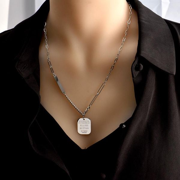 pendant necklaces titanium steel light luxury high-grade square plate letter necklace female ins cold style minority simple mid-length fashi, Silver
pendant necklaces titanium steel light luxury high-grade square plate letter necklace female ins cold style minority simple mid-length fashi, Silver