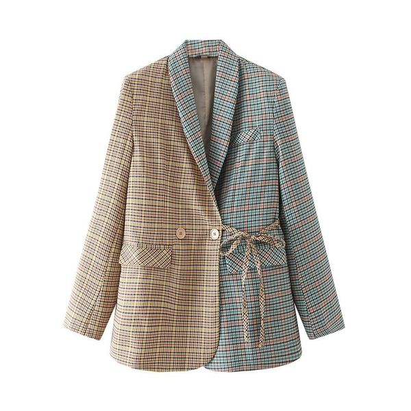 women's suits & blazers woman elegant blue plaid patchwork balzer 2021 autumn fashion female long sleeve lacing ladies vintage straight, White;black
women's suits & blazers woman elegant blue plaid patchwork balzer 2021 autumn fashion female long sleeve lacing ladies vintage straight, White;black