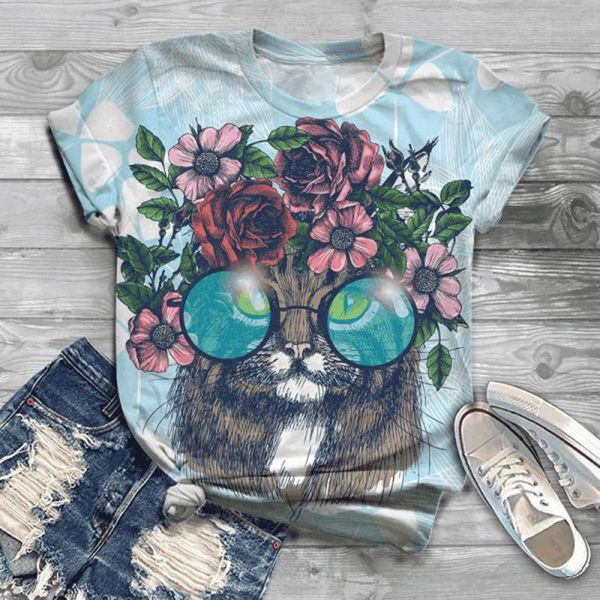 women's t-shirt 2021 plus size women short sleeve 3d animal printed o-neck tee shirt blusas mujer, White
women's t-shirt 2021 plus size women short sleeve 3d animal printed o-neck tee shirt blusas mujer, White
