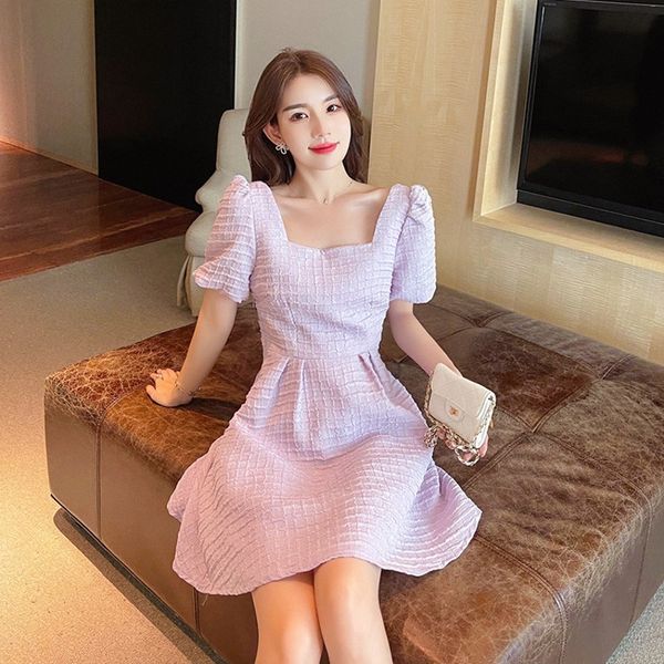 summer white purple sweet puff sleeve solid women's square collar bowknot slim a-line draped elegant mini dresses 210514, Black;gray
summer white purple sweet puff sleeve solid women's square collar bowknot slim a-line draped elegant mini dresses 210514, Black;gray