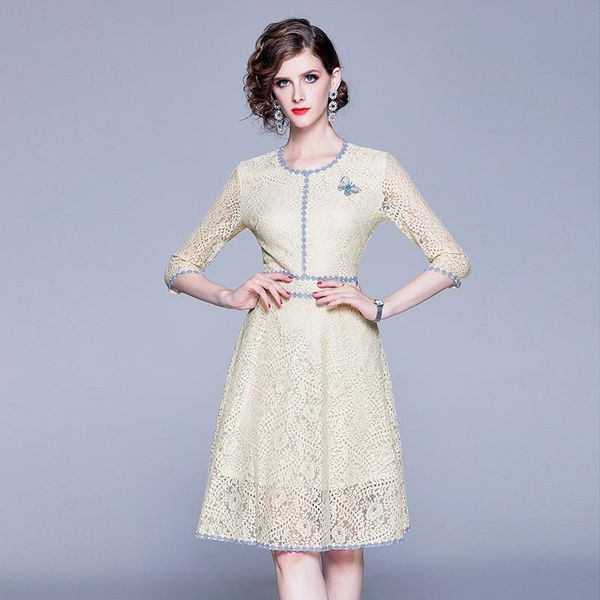 casual dresses banulin 2021 fashion runway women's dress 3/4 sleeve hollow out lace flowers slim elegant party vestidos de fiesta, Black;gray
casual dresses banulin 2021 fashion runway women's dress 3/4 sleeve hollow out lace flowers slim elegant party vestidos de fiesta, Black;gray