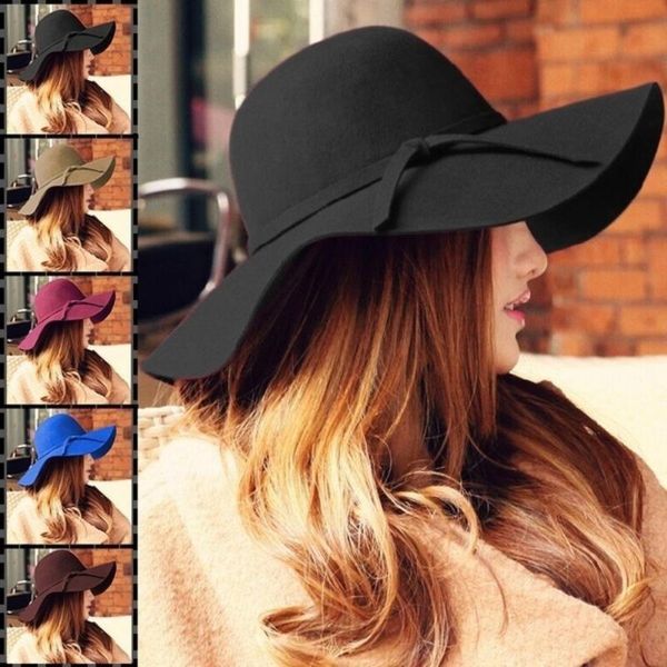 wide brim hats 2021 autumn winter bowler for women girls soft vintage wool felt fedoras hat solid ladies floppy 10.5cm dome cap, Blue;gray
wide brim hats 2021 autumn winter bowler for women girls soft vintage wool felt fedoras hat solid ladies floppy 10.5cm dome cap, Blue;gray