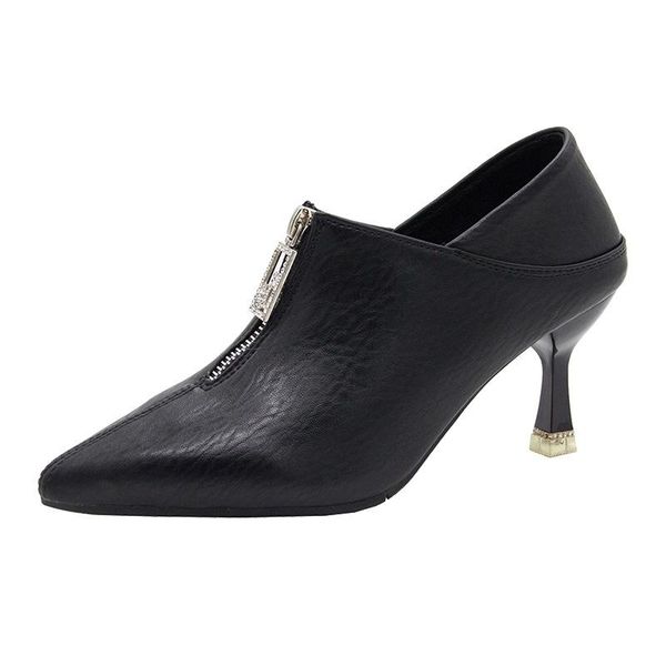 dress shoes women's autumn winter fashion metal zipper pointed leather soft soles comfortable stiletto heels, Black
dress shoes women's autumn winter fashion metal zipper pointed leather soft soles comfortable stiletto heels, Black