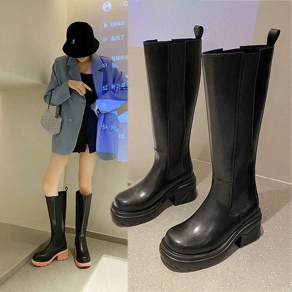 large round women's 2021 thick martin high tube slim fat leg mm knight boots, Black
large round women's 2021 thick martin high tube slim fat leg mm knight boots, Black