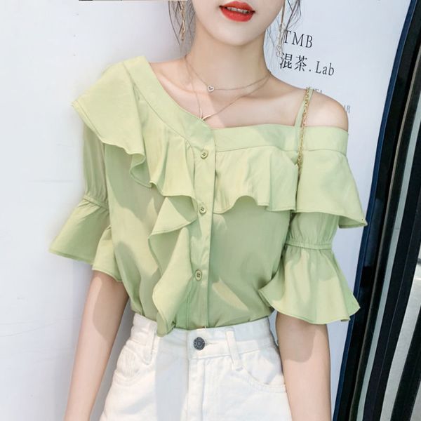 shirts summer women off the shoulder sweet shirt pretty enlargement droopy sleeve chiffon blouse ladies plus size d311, White
shirts summer women off the shoulder sweet shirt pretty enlargement droopy sleeve chiffon blouse ladies plus size d311, White