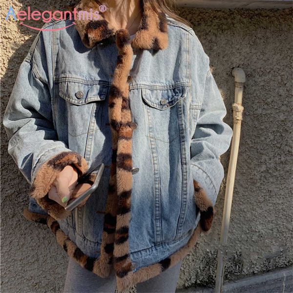 aelegantmis leopard patchwork faux fur warm double side oversized denim jacket women winter female jeans 210607, Black;brown
aelegantmis leopard patchwork faux fur warm double side oversized denim jacket women winter female jeans 210607, Black;brown