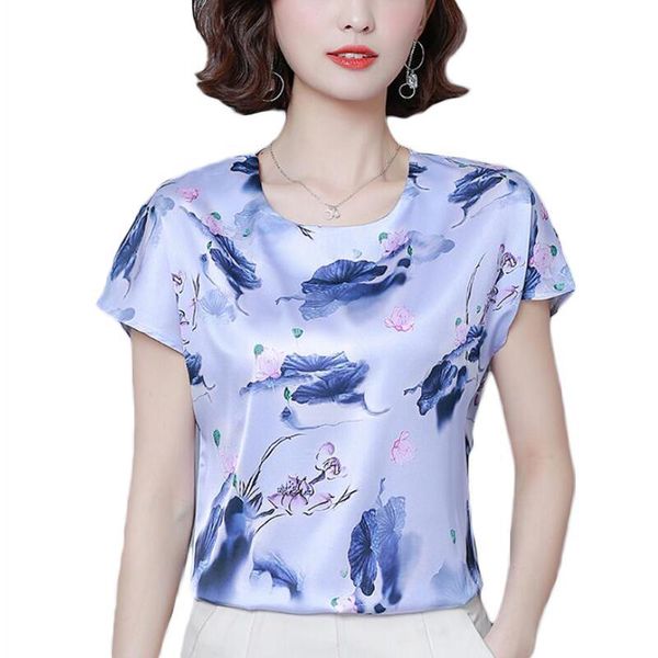 women's blouses & shirts summer short sleeve silk blouse women fashion print korean casual chiffon camisas mujer, White
women's blouses & shirts summer short sleeve silk blouse women fashion print korean casual chiffon camisas mujer, White